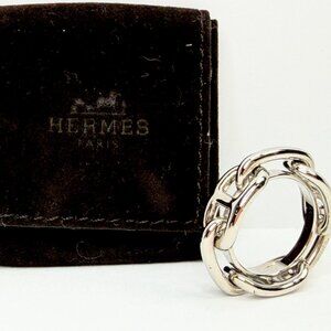 Vintage Hermès Classic Regate Chaine d’Ancre Silver Tone Scarf Ring GS745